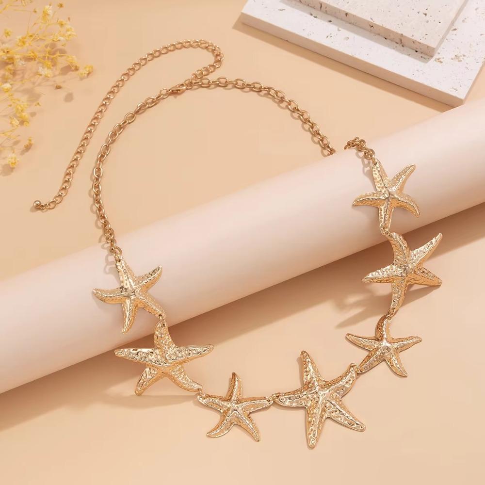 Vintage Metal Bikini Belly Belt Starfish Petal Flower Womans Belt Punk Waist Chain Summer Beach