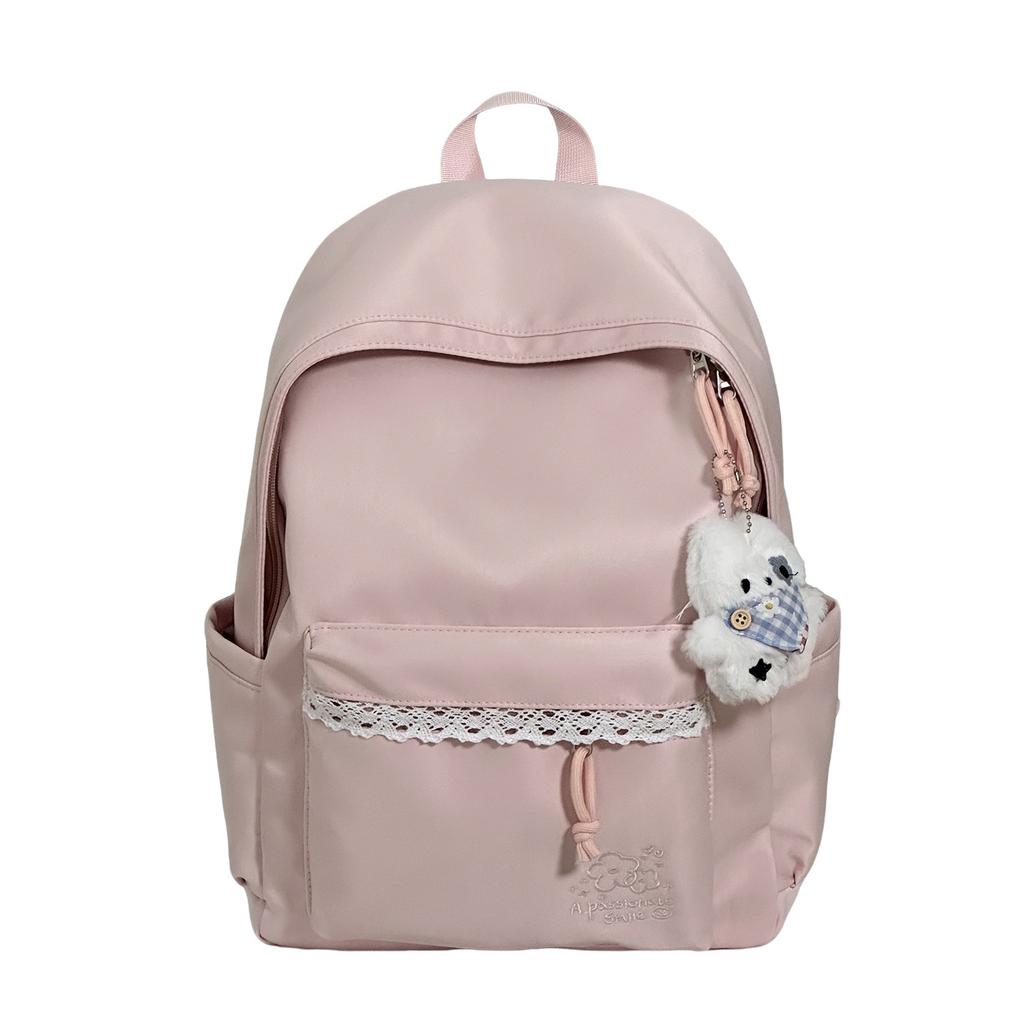 Schoolbag New Lace Edge 1011 School Bag Female College Student Simple Casual Backpack Junior High School Student Backpack