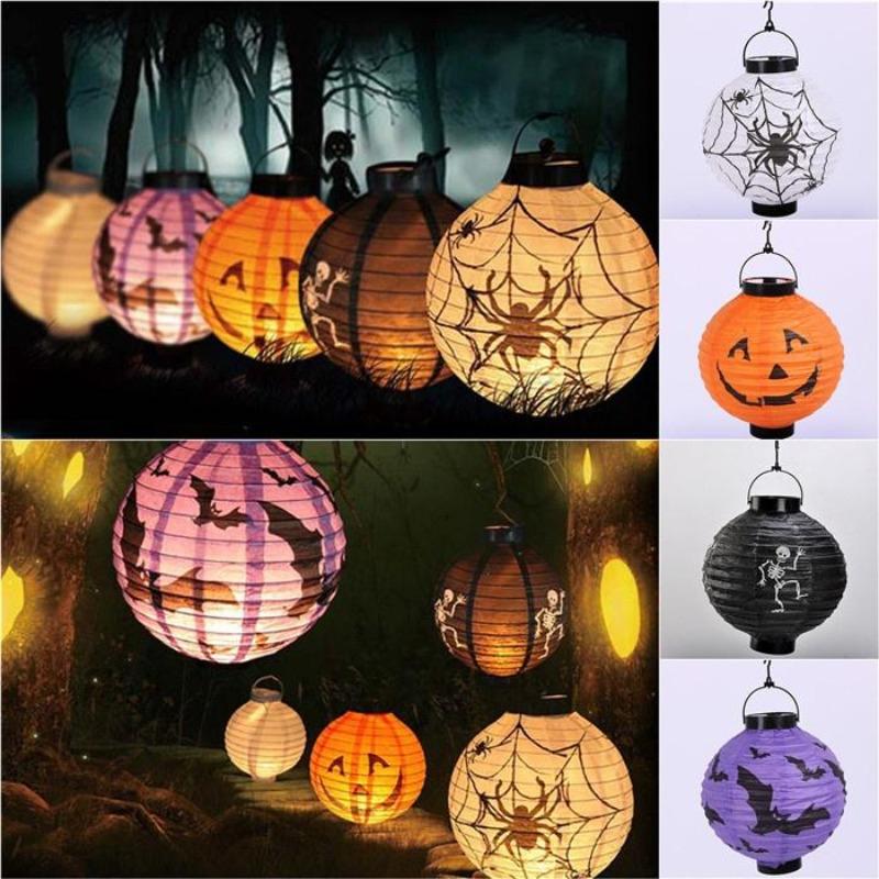 Halloween LED Paper Pumpkin Bat Spider Hanging Lantern Light Holiday Christmas Party Lamp Home Decor CDN