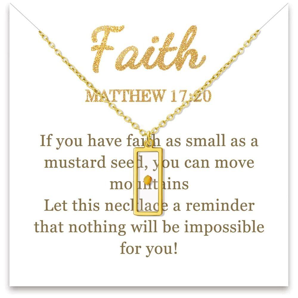 Христианский подарок Подвеска Ожерелье Серебристого цвета Цепочка Ожерелье Новое Ожерелье с семенами горчицы