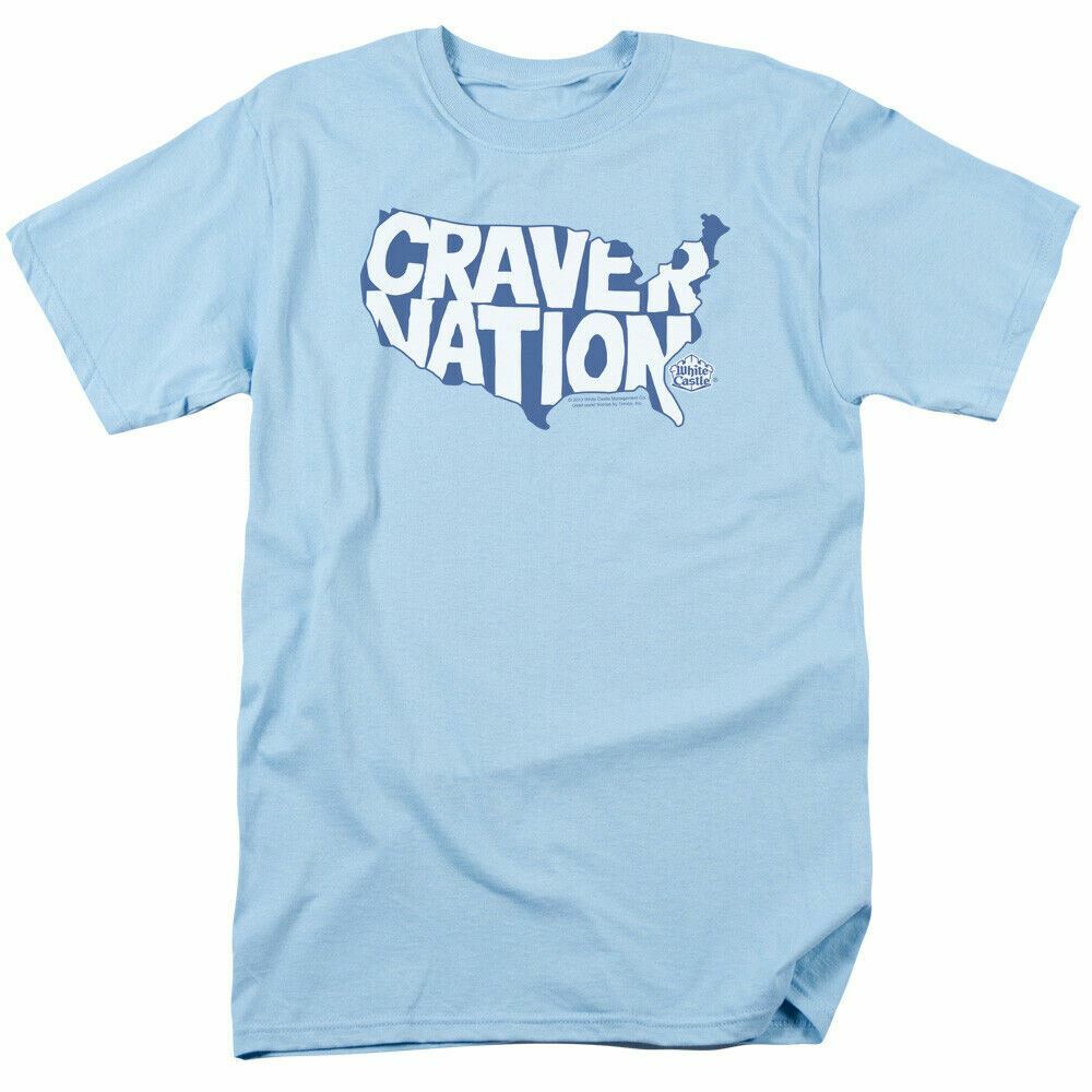 White Castle Craver Nation T Shirt Mens Licensed Hamburger Tee Light Blue