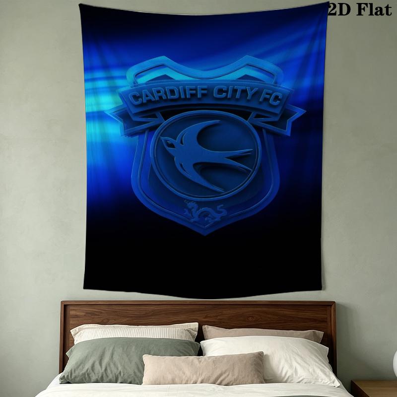Cardiff City FC Wall Tapestry Aesthetic Wall Hanging Printed Fabric Blanket Decorative Tapestries for Bedroom Living Room Home Decor