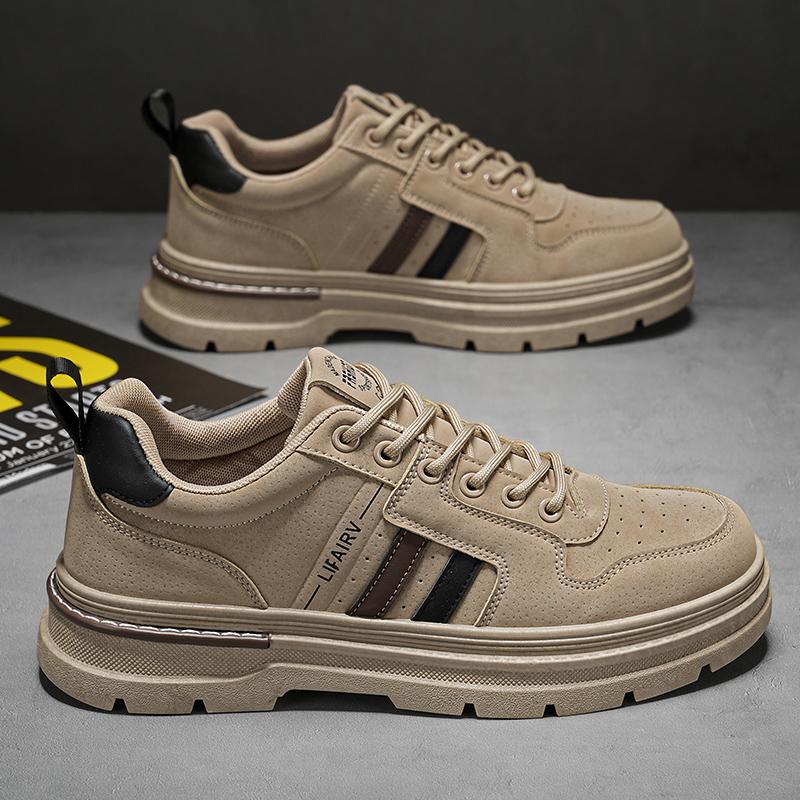 Мужские уличные ботинки телесного цвета, повседневные, модные, удобные, мужские, прогулочные ботинки, низкие, со шнуровкой, на толстой подошве, рабочие ботинки