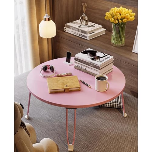 [2025 NEW Folding Table, Round Mini Table, Perfect for Single Living] Folding Desk, Round Mini Table, Laptop Stand, Enhanced Stability, Multi-function