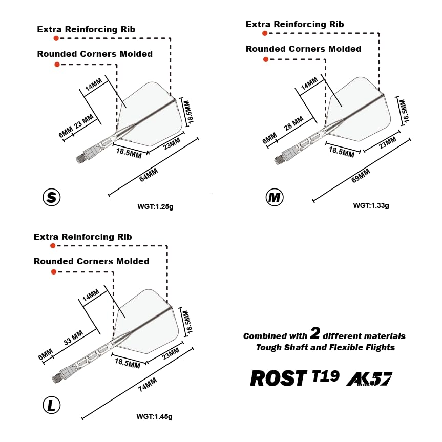 CUESOUL ROST T19 Integrated Dart Flight Big Wing Shape Two Tone L Size 3 Set CS-AK5711-2L