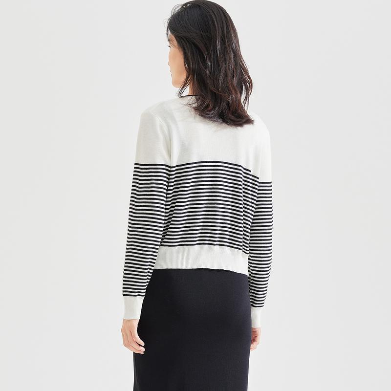 Early Spring V-Neck Knitted Striped Cardigan