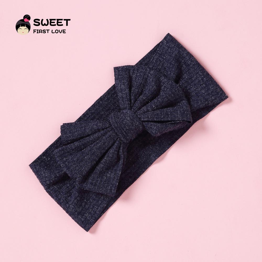 Niansheng Handmade Ribbed Bow Headband for Babies - Solid Color