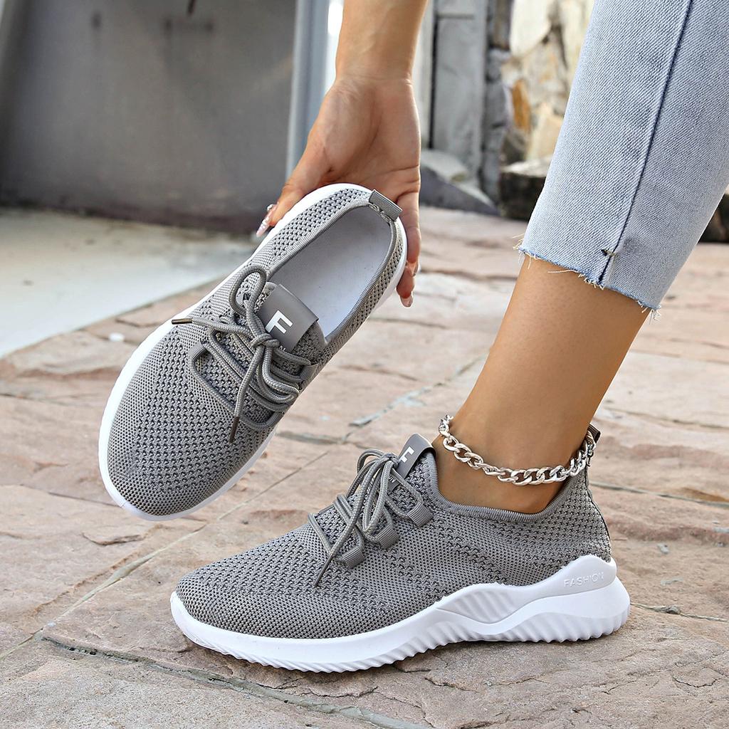 Женские повседневные кроссовки Летняя удобная и дышащая обувь Модные сетчатые кроссовки на шнуровке