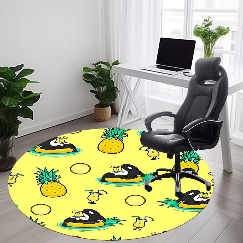1pc Pineapple Orca Office Round Area Rug,  Mat Suitable ForOffice, Under Office Chairs Bedroom Living Room Home Decor, Room Deco