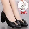 Single Shoes Comfortable Soft Sole Women Spring and Autumn Women's Shoes Middle-aged Shoes Mid-heel Leather Shoes