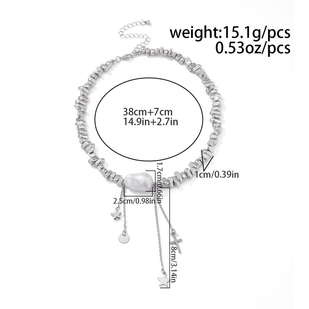 Irregular Beaded Choker Collar Collarbone Chain Female, Simple Ins Star Cross Fringed Collar