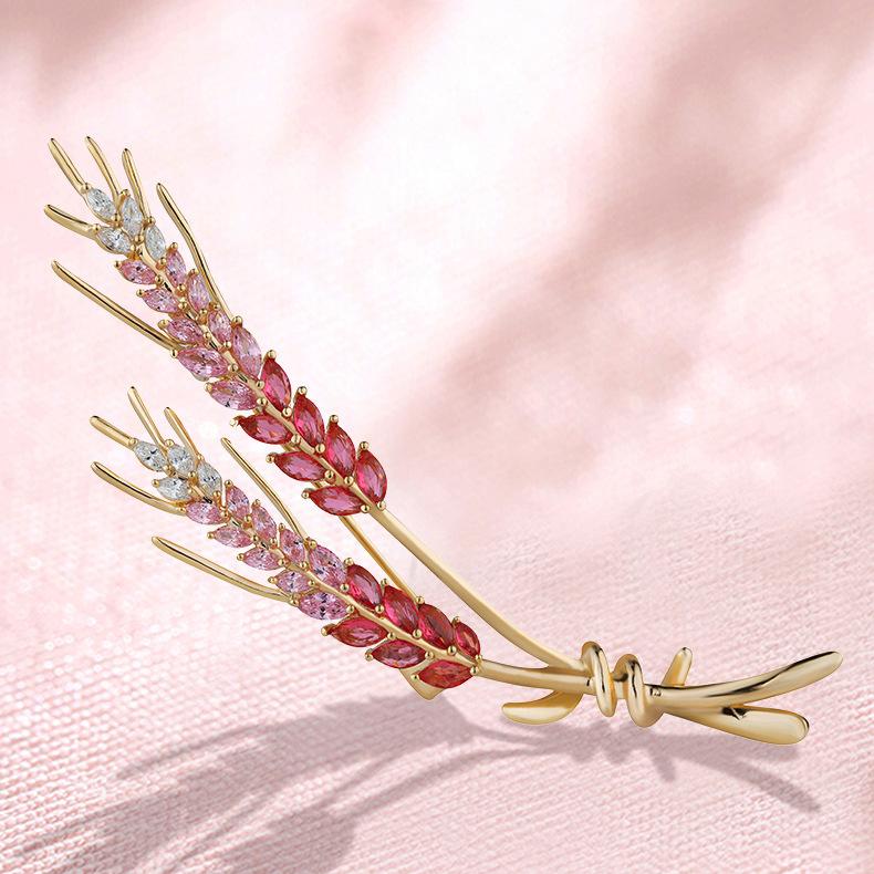 Корейская изысканная брошь в виде колоса пшеницы, высококачественный универсальный женский кристальный корсаж, дизайнерская булавка, аксессуары для костюма