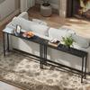 Narrow Entryway Console with Marble-Effect Surface and Metal Frame 100x20x66 cm Black