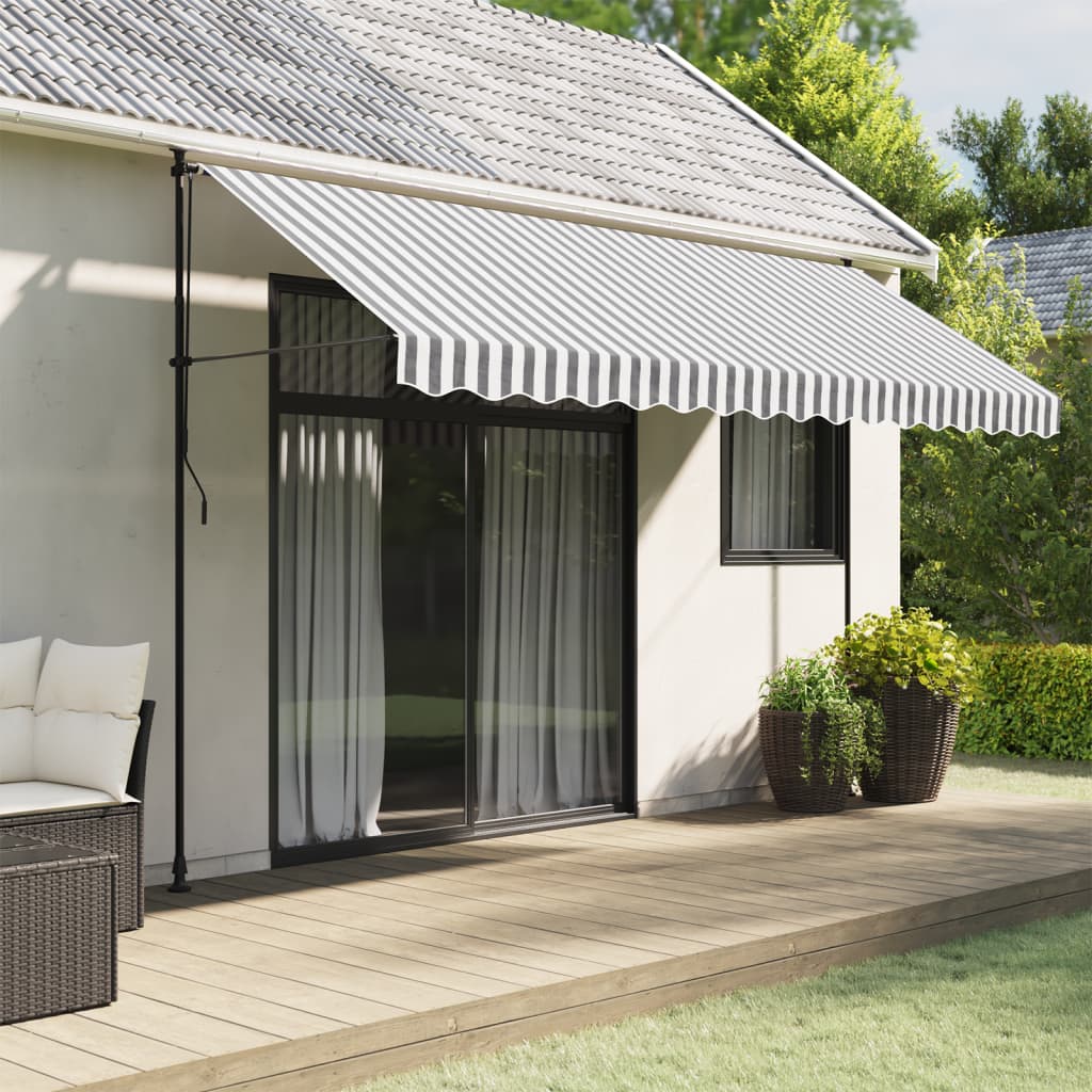 Awning Valance Anthracite and White Striped 4 m