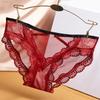 Летние женские трусики с полым кружевом, треугольные, с принтом, из ледяного шелка, с низкой посадкой, с бантиком