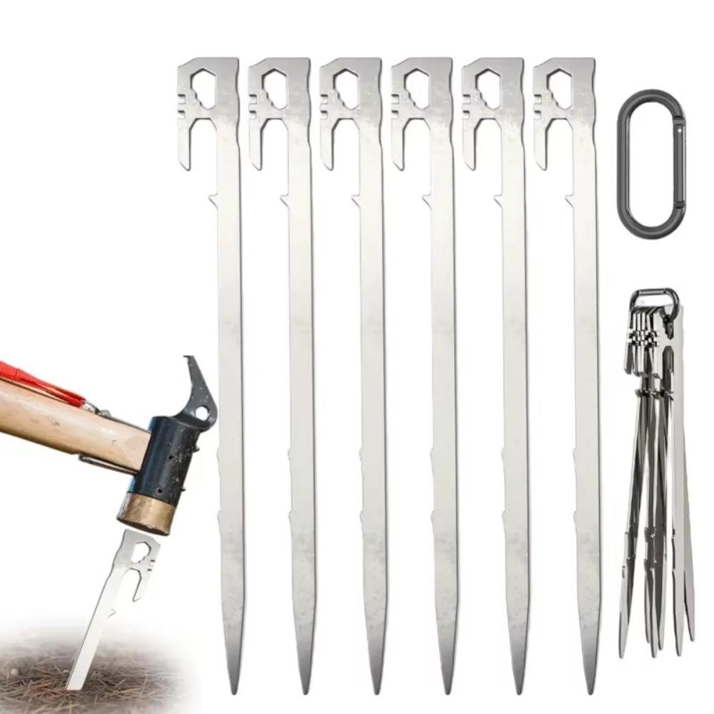 6Pcs/set Wind-Resistant Camping Tent Stakes Heavy Duty Garden Ground Nail Outdoor Travel