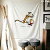 Calvin and Hobbes Wall Tapestry Aesthetic Wall Hanging Printed Fabric Blanket Decorative Tapestries for Bedroom Living Room Home Decor