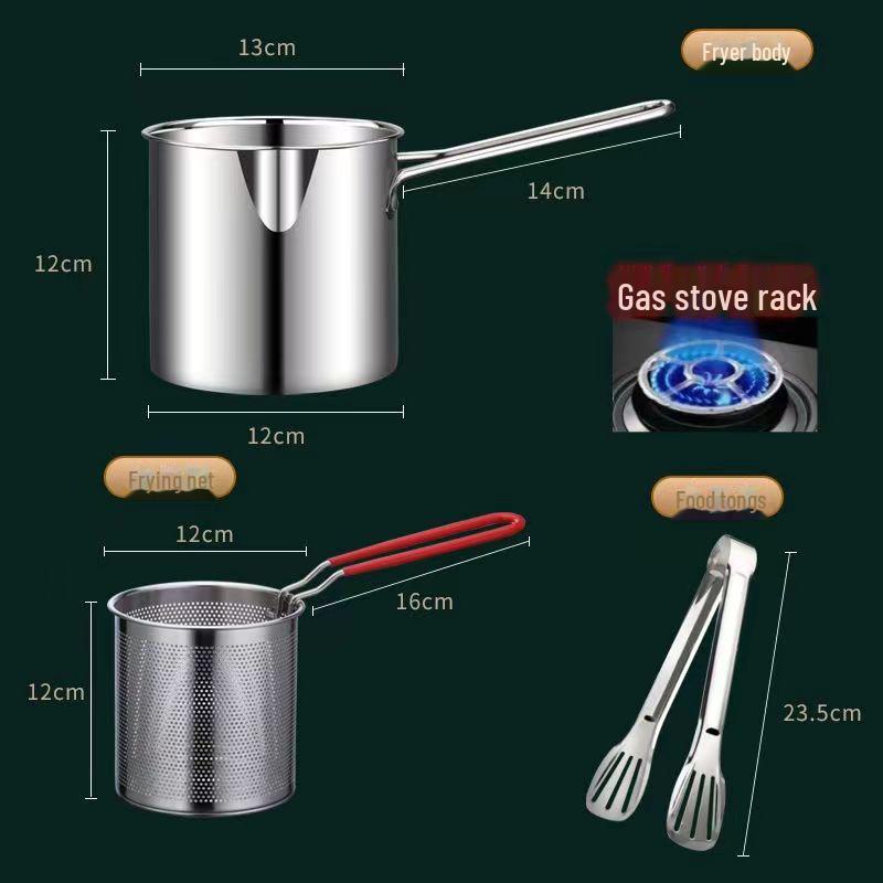 Мини-сковорода для жарки темпура из нержавеющей стали 304 с крышкой и фильтром