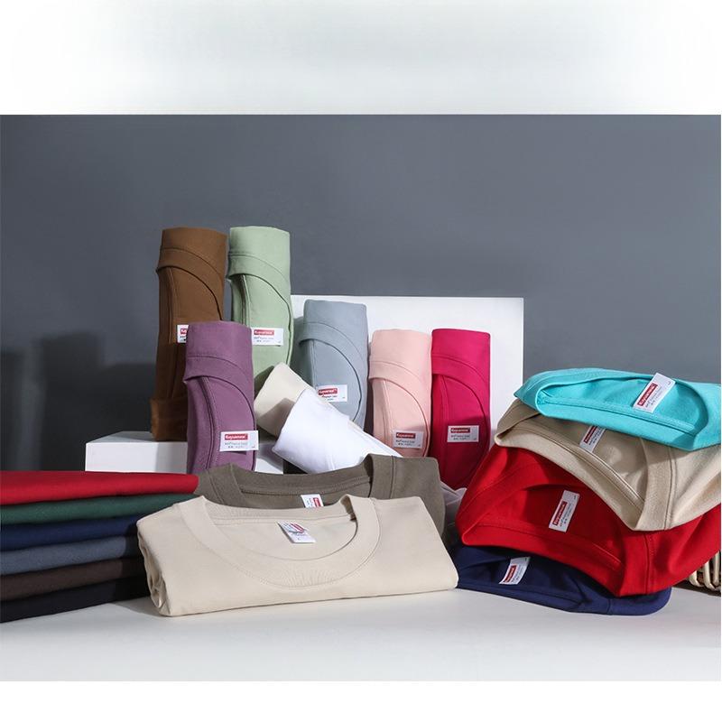 Мужская футболка из гребенного хлопка плотностью 210 г, плотный переплетенный чистый хлопок, однотонный, с круглым вырезом, с короткими рукавами, свободные модные футболки для мужчин