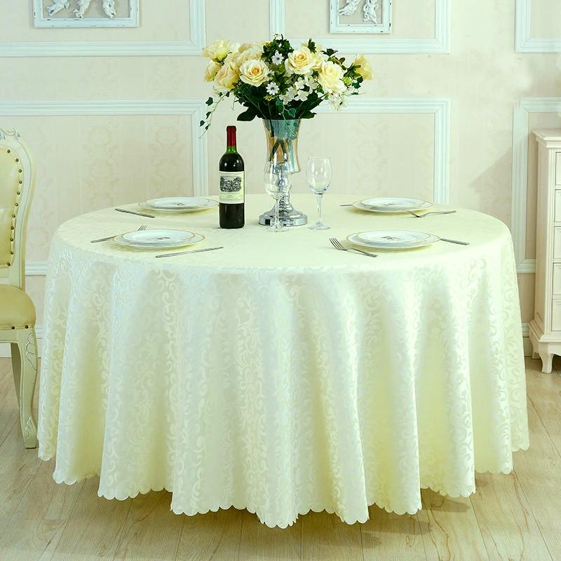 White Round Polyester Tablecloth for Hotel Wedding Banquet Party Home Decor Round Table Cover