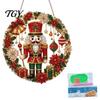 Christmas Party Activity Crafts Faux Diamond Art Ornament, DIY Santa Claus Sun Catcher Kit, Rhinestone Window Decorations Xmas Wreath Hanging Ornament