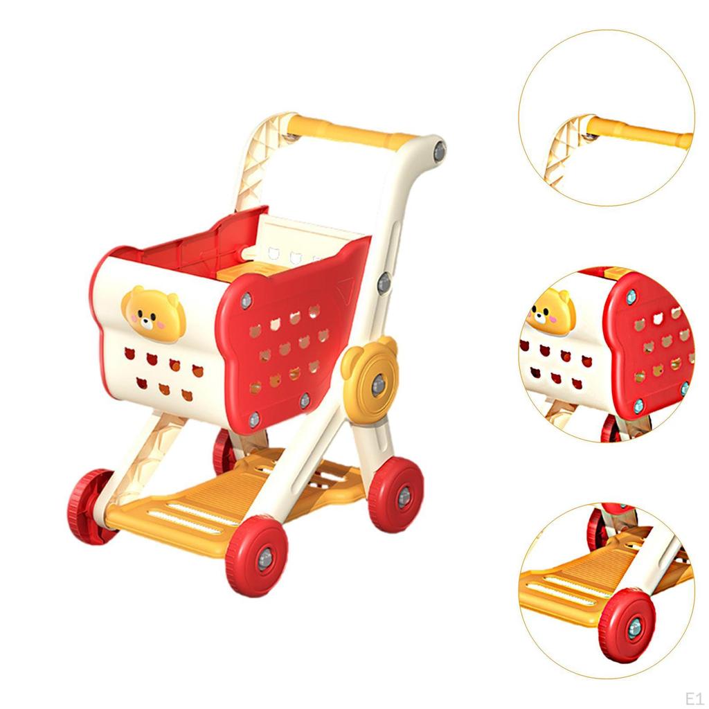 Детская тележка для покупок, игрушечная тележка для продуктов, забавная, ранняя образовательная, ручная тележка для супермаркета, игровая тележка