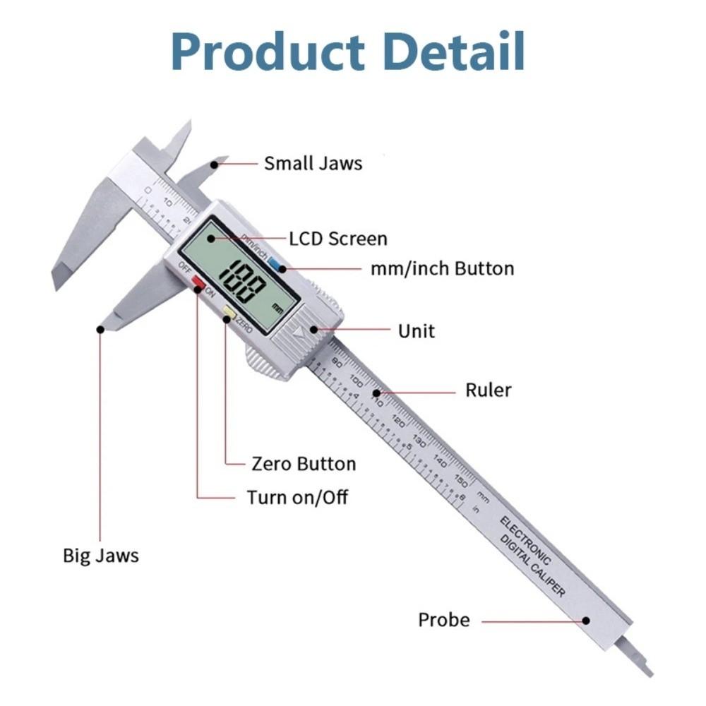 Inch/Metric Vernier Caliper 0-150mm Digital Ruler Electronic Digital Caliper Woodworking Tool