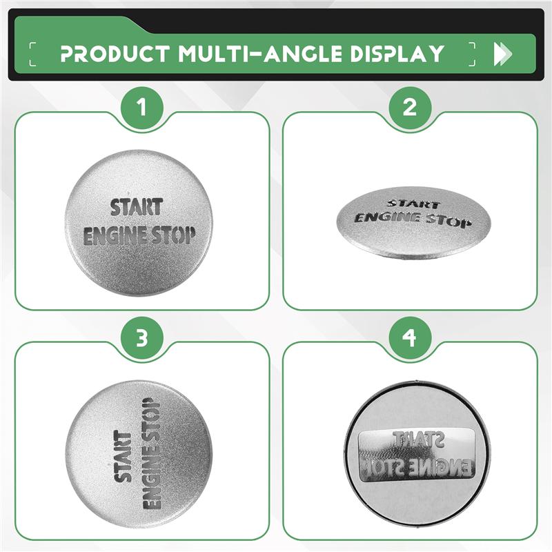 A03E-Engine Start Stop Push Button Switch Sticker Cover For LR4 Discovery 4 & Land Rover Range Rover Sport 2010-2013, Silver