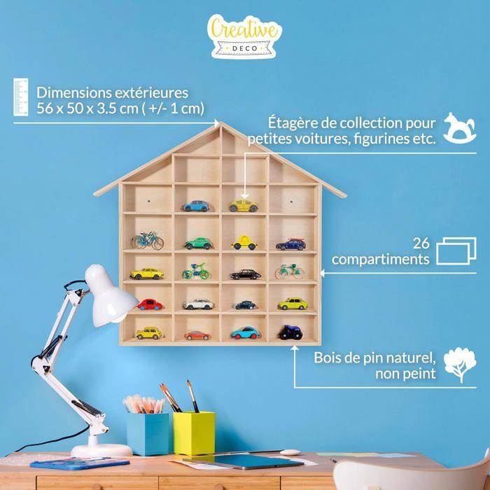 Vitrine murale - CREATIVE DECO - Maison 28 compartiments - Bois pin - 56x50x3,5 cm - Naturel