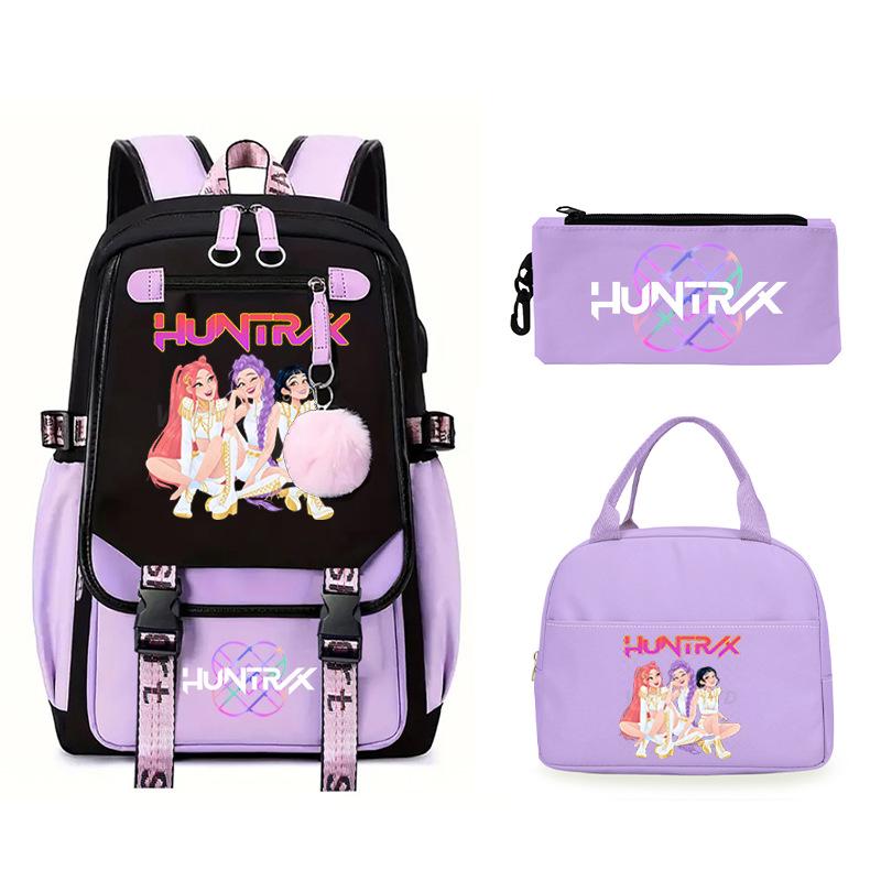 KPop Demon Hunters Rumi Anime Merchandise Backpack and Pencil Case Convenient Backpack for Couples for Business Trips and Travel