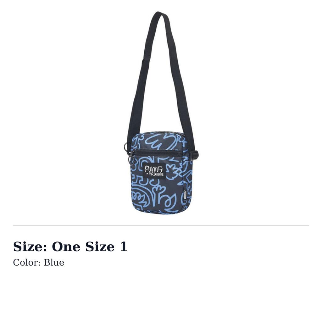 PUMA Mr Doodle Collaboration Fabric Crossbody Bag, Shoulder Bag Men's Blue 077966-01