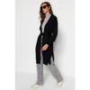 Черный длинный трикотажный кардиган с поясом Tctaw24th00001