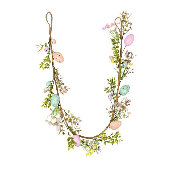 Пасхальная гирлянда Искусственная гирлянда с яйцами, ушками ягненка, листьями для весеннего камина, окна, стены, интерьера, улицы