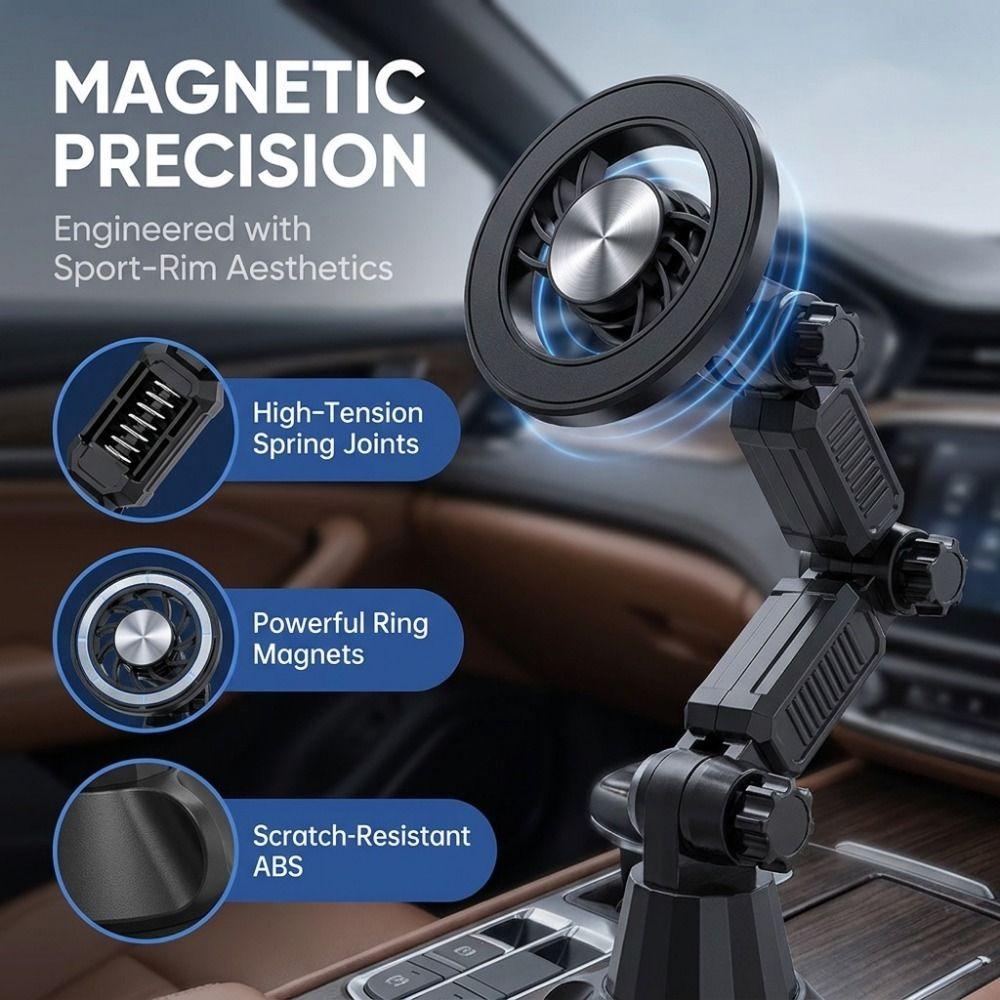 360 Degree Rotation Magnetic Phone Mount Multi-Joint Arm Car Drink Holder Ride-Sharing Vehicles
