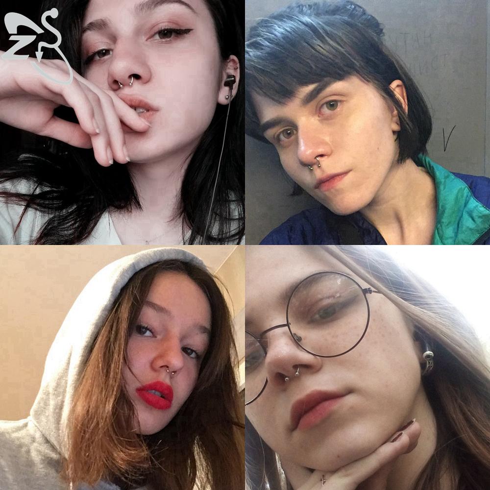 Zs 1 шт., кольцо в носу из нержавеющей стали 316l, 14 г, 16 г, пирсинг в носу, спираль для пирсинга ушей, для женщин и мужчин, кольца для перегородки, ювелирные изделия для пирсинга
