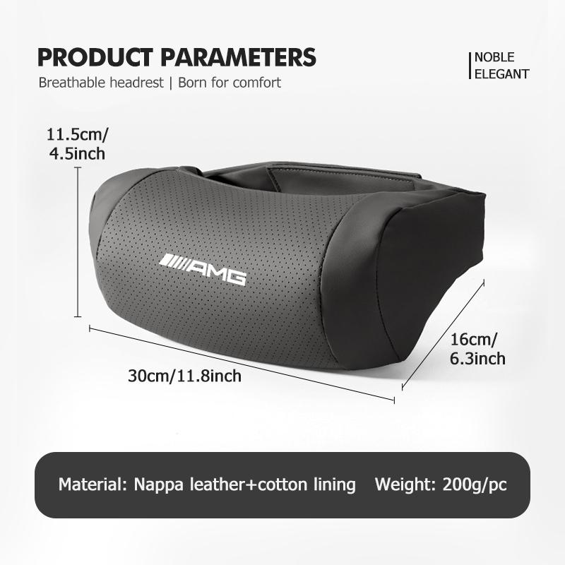 JYZ2   Car Neck Pillow Leather Pack Headrest Pain Relief Lumbar Pillow For Mercedes Benz AMG C180 C300 W124 W176 W177 C200 C260 GLC CLE