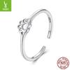 S925 Sterling Silver Cute Pet Paw Print Open Ring, Exquisite And Cute Girl Heart Adjustable Ring Jewelry