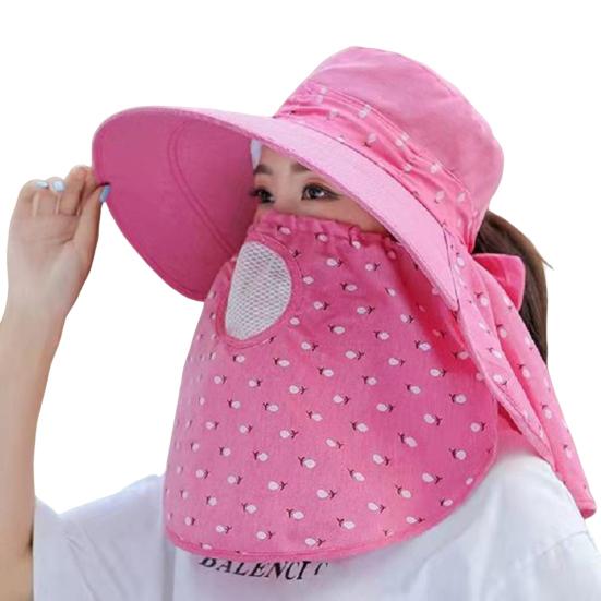 Women Sunscreen Hat Solid Color Large Brim Sun Hat for Face Protection