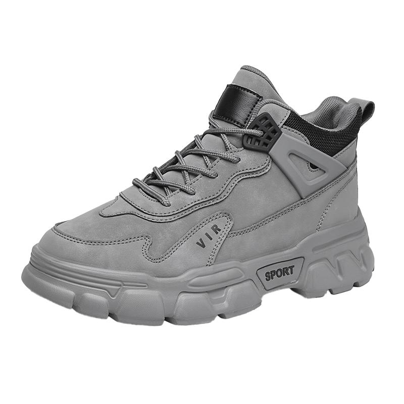 Trend Men's Autumn Mountaineering New Motorcycle Boots Outdoor Thick Soled Wear-resistant Lace Up Work Casual Sneakers Shoes