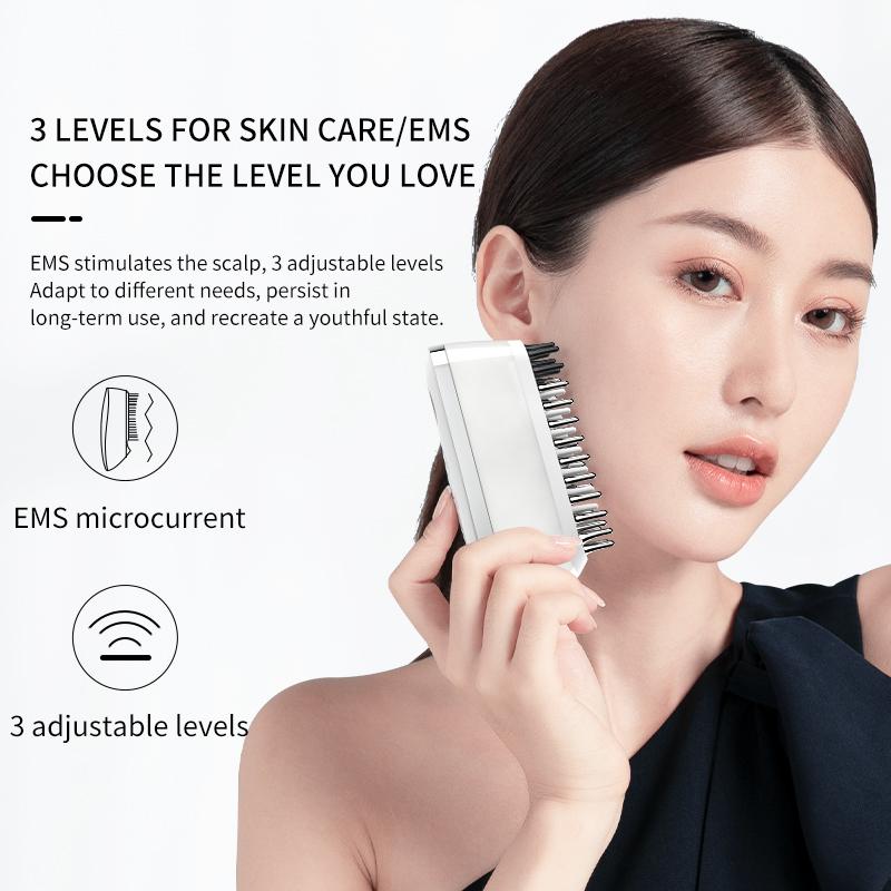 EMS Vibration Red Light Therapy Hair Growth Comb Roller Ball Guide Scalp Massager LED Light Therapy Hair Care Comb Brush