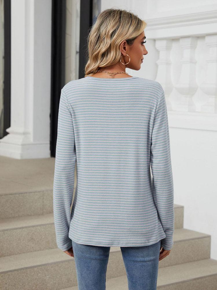 Элегантная и модная осенне-зимняя удобная круглая горловина в полоску с цветными блоками, свободная футболка с длинным рукавом, пуловер, толстовки с капюшоном