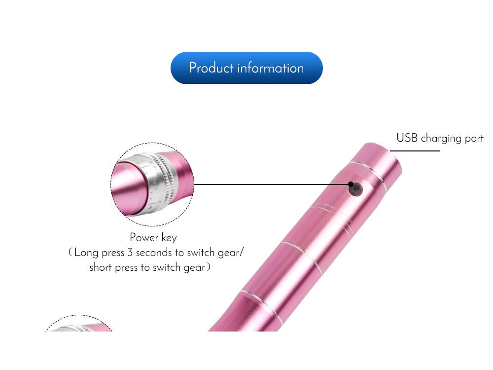 Rechargeable Rose Electric Microneedle Pen for Skin Rejuvenation and Hyaluronic Acid Treatment.