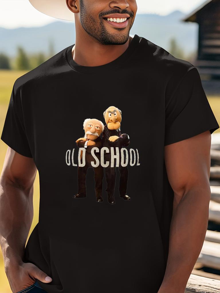The Waldorf & Statler Men'S Vintage 'OLD SCHOOL' Graphic T-Shirt - Soft And Breathable Crew Neck Tee