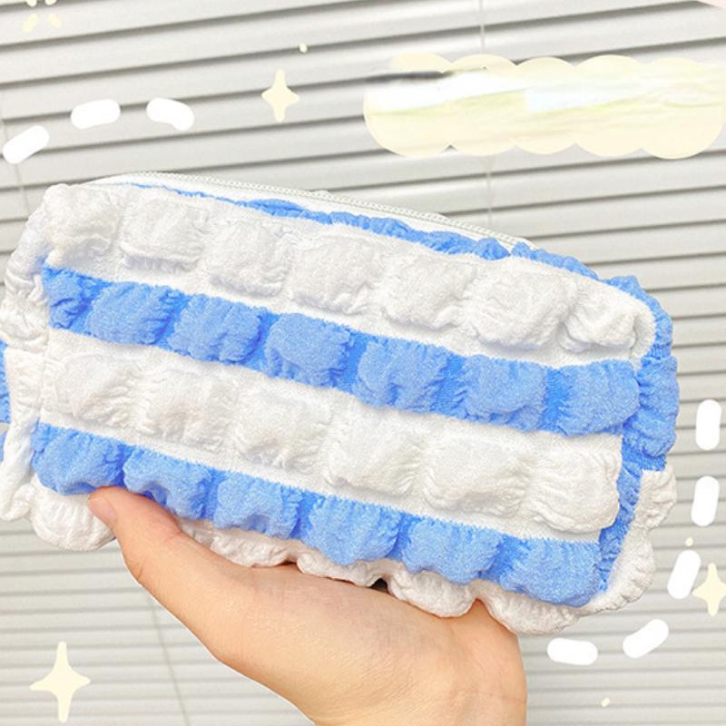 Сумка для хранения ярких цветов в полоску с цветными блоками, студенческая модная большая вместительная сумка для канцелярских принадлежностей с пузырьковым облаком, пенал, косметичка