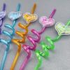 6 шт., мультяшные животные, блестящие соломинки, кошачья любовь, корона, кролик, украшения в форме фруктов, пластиковые спиральные соломинки для детей, товары для вечеринок, украшения