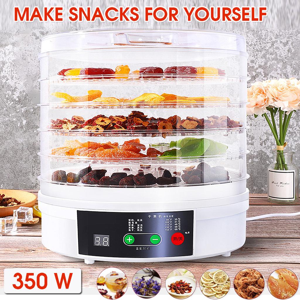 NEW Electric Food Dehydrator for Fruits and Vegetables 350W Temperature Adjustment 5 Trays Snacks Air Dryer 110/220V