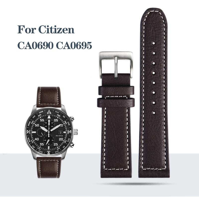 High Quality Cowhide Leather Watchband for Citizen CA0690 CA0695-17E CA4500 Bracelet Men's Steel Rubber Watch Strap 20mm 22mm