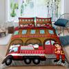 Firefighter Truck Duvet Cover King/Queen Size Red Firemen Car Bedding Set For Kids Boys Girls Fire Engine Polyester Quilt Cover