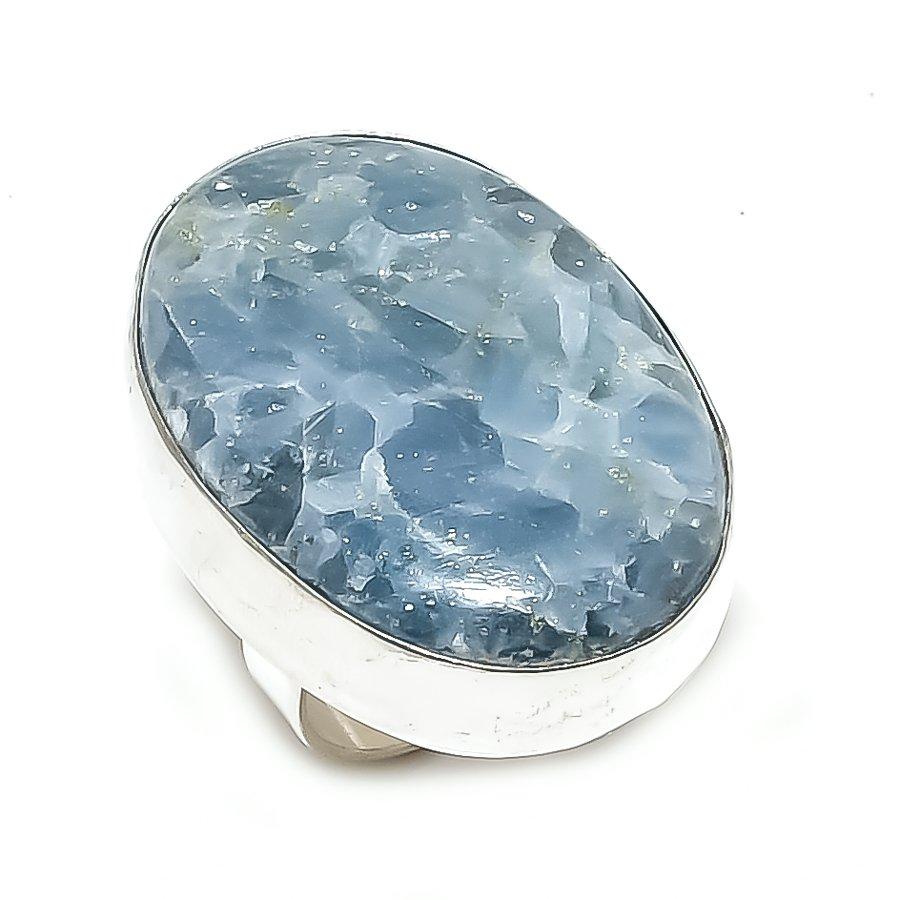 Ювелирное кольцо из стерлингового серебра 925 пробы с аквамарином, размер 9