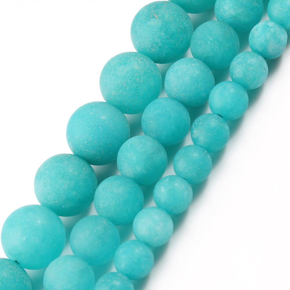 Синие бусины из натурального камня амазонита, матовый нефрит, круглые свободные бусины-разделители для изготовления ювелирных изделий, браслет, ожерелье, 6 мм, 8 мм, 10 мм